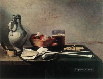 イエス Painting - タバコのパイプと火鉢の静物画 ピーテル・クラーエス